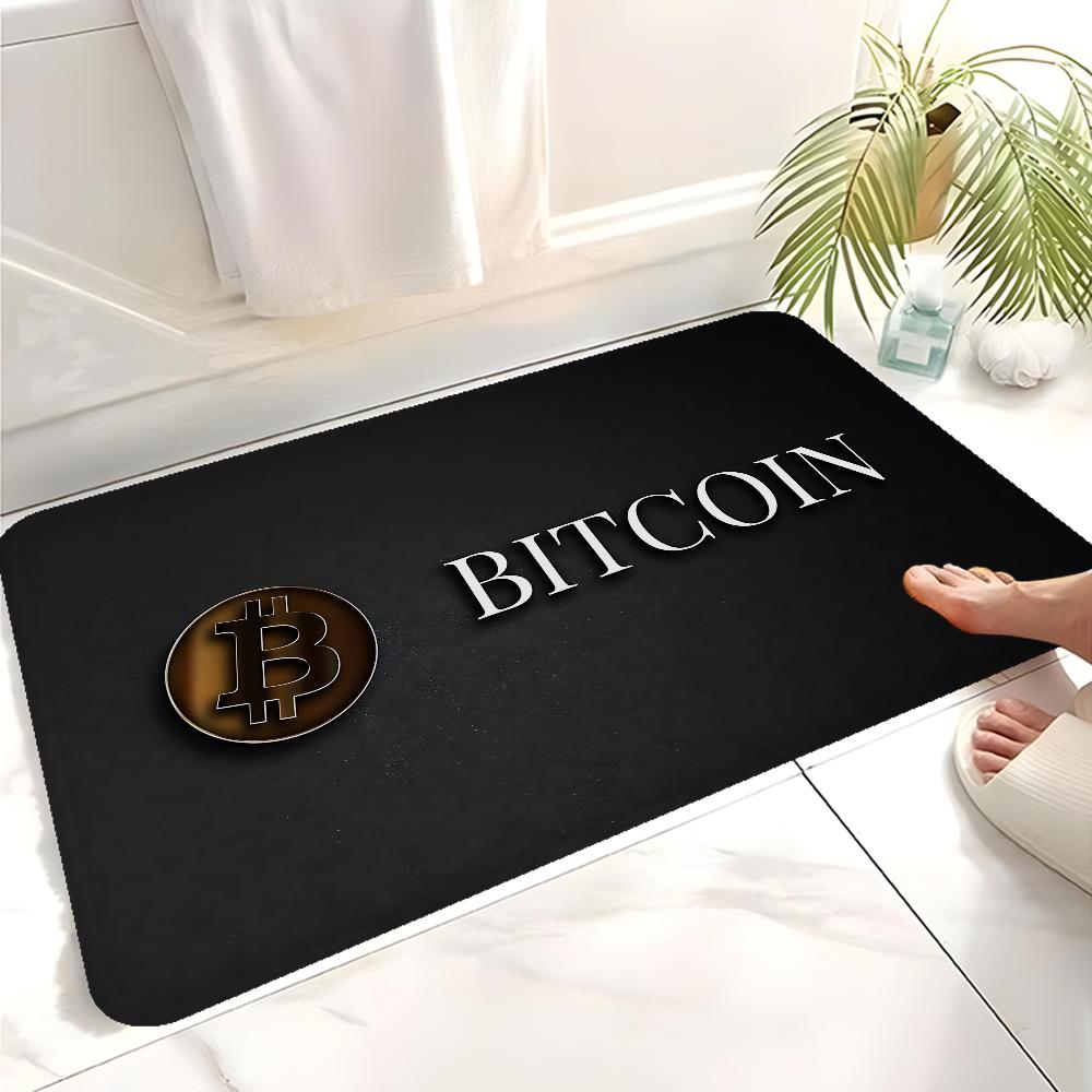 Funny Bitcoin Gold And Money Anime Spend Or Save Floor Mat Non-Slip Laundry Room Mat Laundry Decor Balcony Child Living