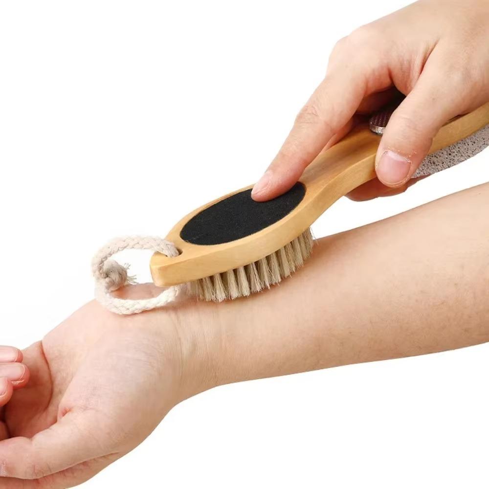 Grinding Stone 4-in-1 Double-sided Foot Scrubber Wooden Exfoliating Foot Scrubber Personal Care