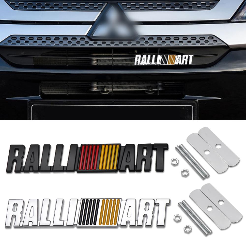 Autocollants Emblème Badge Calandre Avant Voiture Accessoires Style Métal Auto Pour Mitsubishi RalliArt Lancer Ralli Art 9 10 Pajero