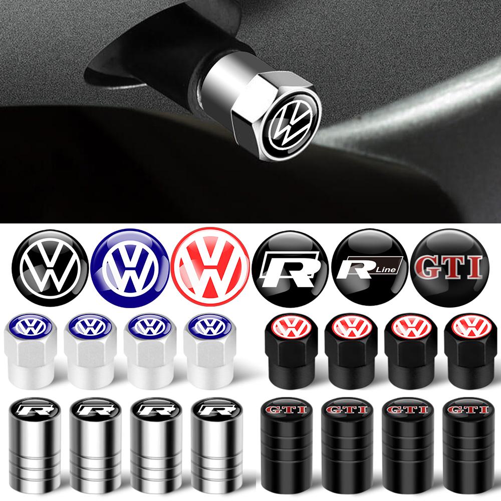 4Pcs 3D Metal Car Wheel Cover Tire Valve Stem Caps Auto Accessories For Volkswagen Golf Rline Passat GTI Lavida Sagitar Scirocco