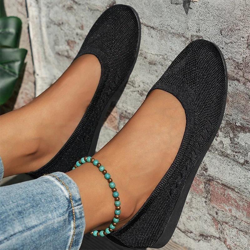 Fashion Women Knitting Shallow Flats Loafers Shoes Autumn Fashion Sport Shoes 2024 New Running Casual Shoes Cozy Walking Mujer Zapatos