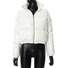 A2066T Women's Cotton-Filled PU Leather Jacket - Stand Collar, Autumn/Winter Collection