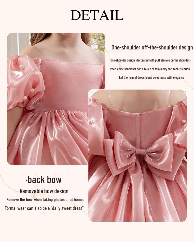 Girls' Cross-Shoulder Princess Dress: Puffy Skirt for Birthdays, Flower Girl, Wedding Banquet