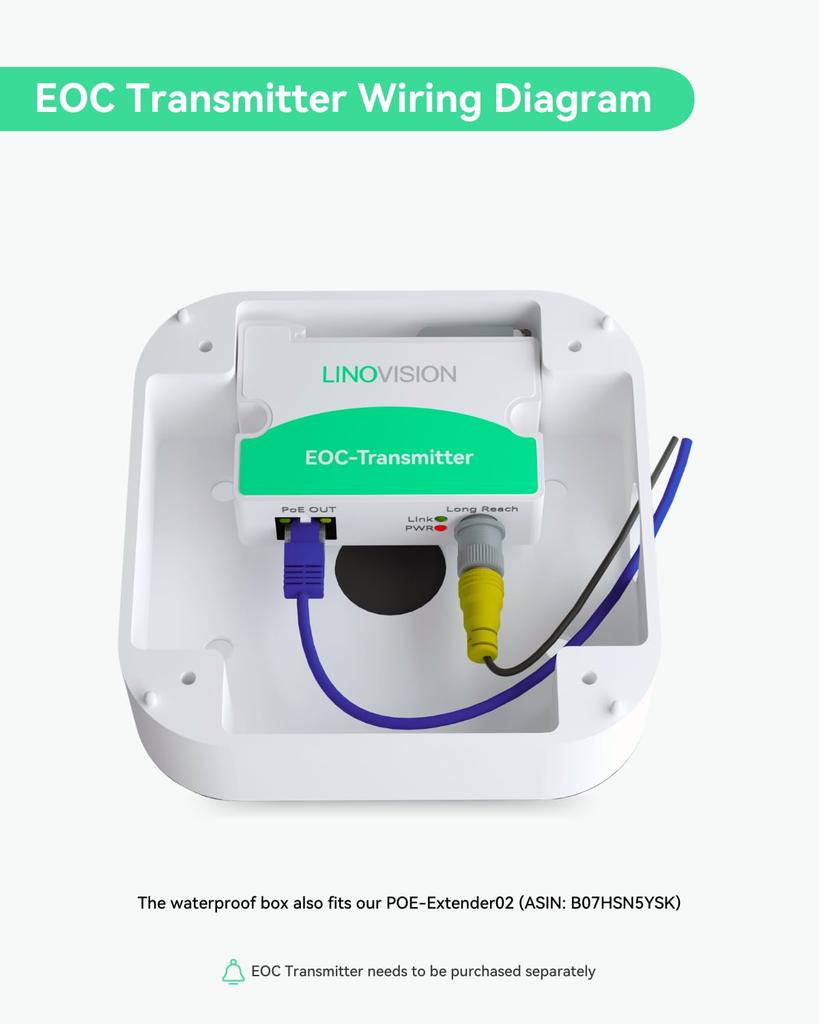 LINOVISION EOC Outdoor Mounting Aluminum IP66 Waterproof Junction Compatible with EOC Transmitters and Various Cameras Box Transmitter/Camera Box,