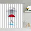 Cartoon Style Umbrella Printed Shower Curtain Colorful Rain Drops Boy Girl Bathroom Decor Waterproof Fabric Screen With Hooks