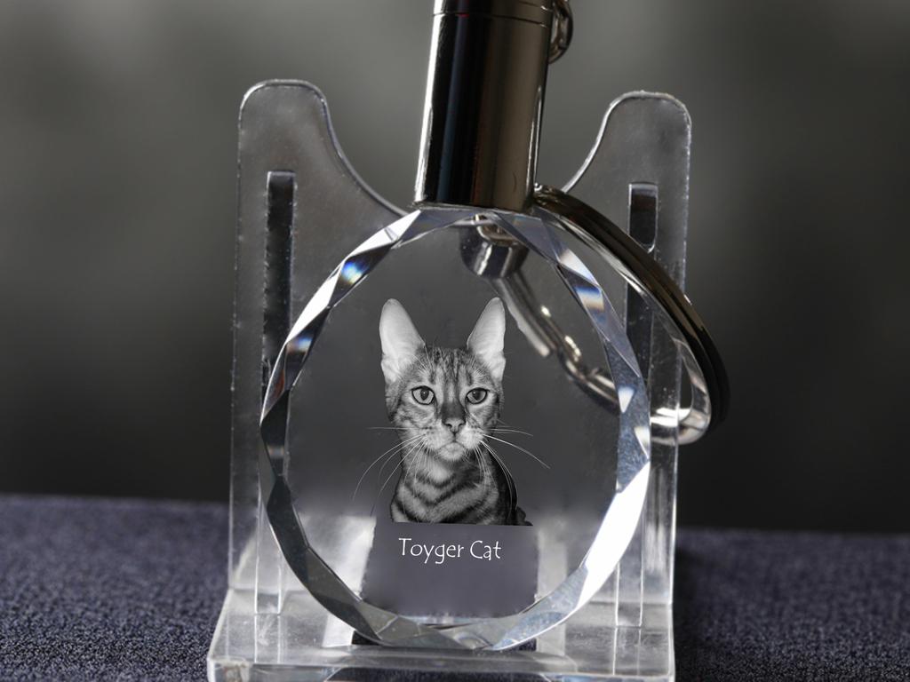 Toyger Cat - Fob with Cat Photo, Crystal Key Ring In Gift Box, Unique Gift by Art-Dog Brand