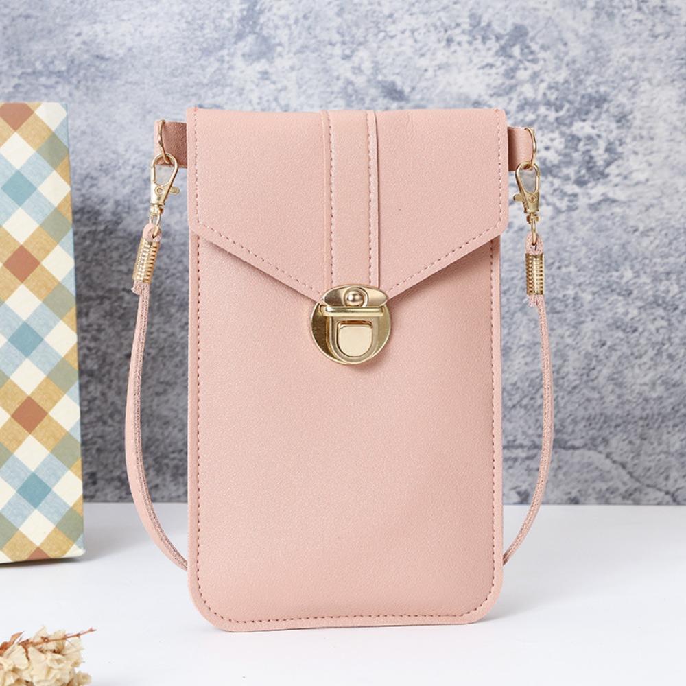 New PU Leather Touch Screen Phone Purse Portable Strap with Hook Closure Mobile Phone Bag Multi-function Shoulder Handbag