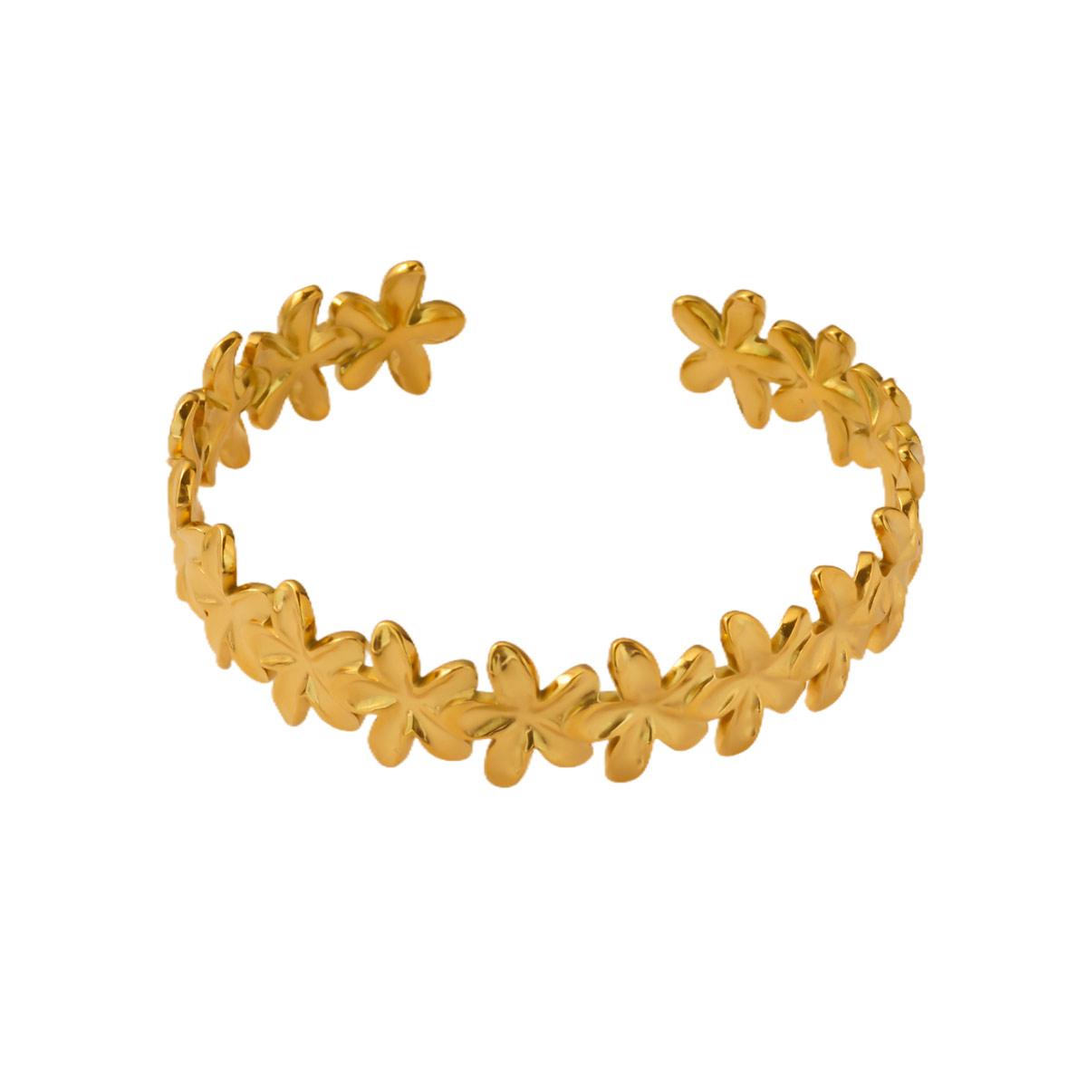 Классический Элегантный Браслет-манжета Пэчворк из Цветов Золотого Цвета из Нержавеющей Стали Изящный Регулируемый Открытый Геометрический Браслет Ювелирные Изделия