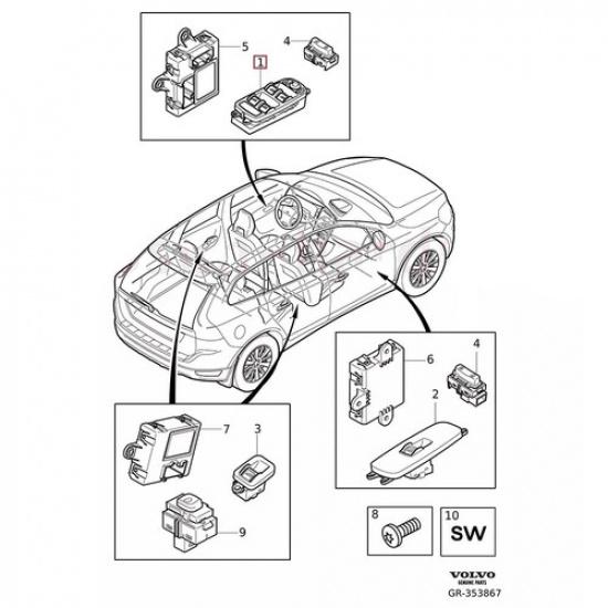 Drivers Side Left Master Power Window Switch 31415675 For Volvo S60 XC60 1.5T