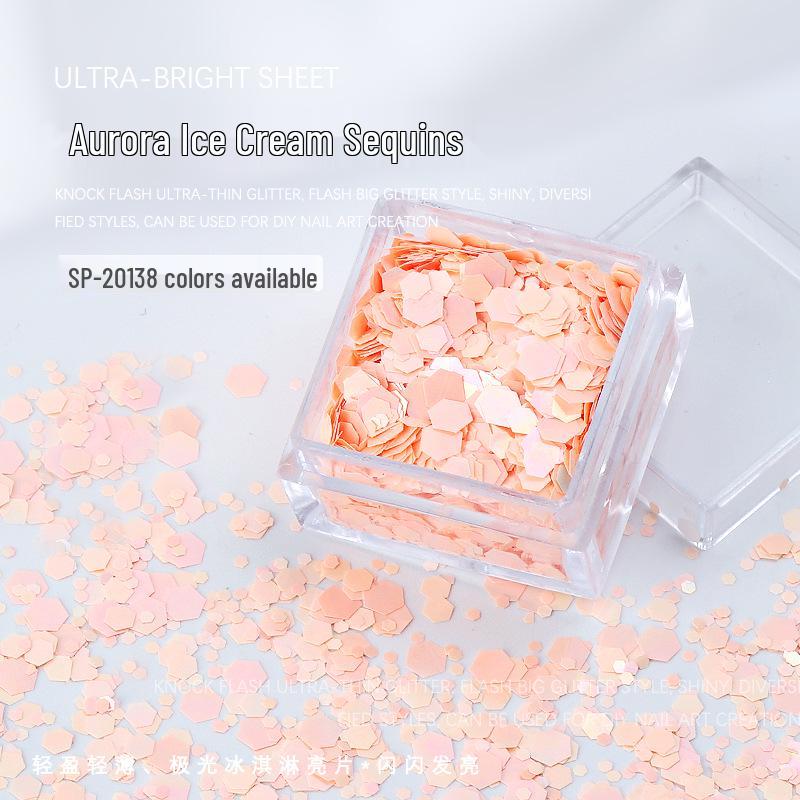 Dreamy Macaron Aurora Ice Cream Hexagonal Sequins: Colorful Dopamine Candy Nail Art Accessories