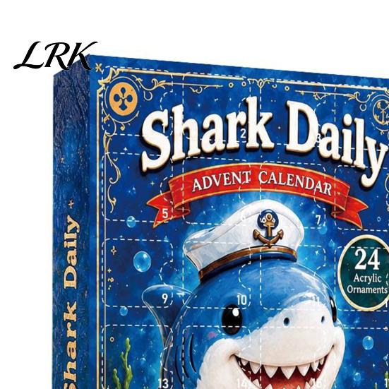Blind Box Toys for Kids Marine Shark Advent Calendar, 24 Days Christmas Acrylic Collectible Party Favors Figures, Hanging Ornament Holiday Home Decor
