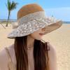 Breathable Hat Summer Women's Outdoor Sweet Sunscreen Hat Mesh Bucket Hat Lace Bow Big Brim