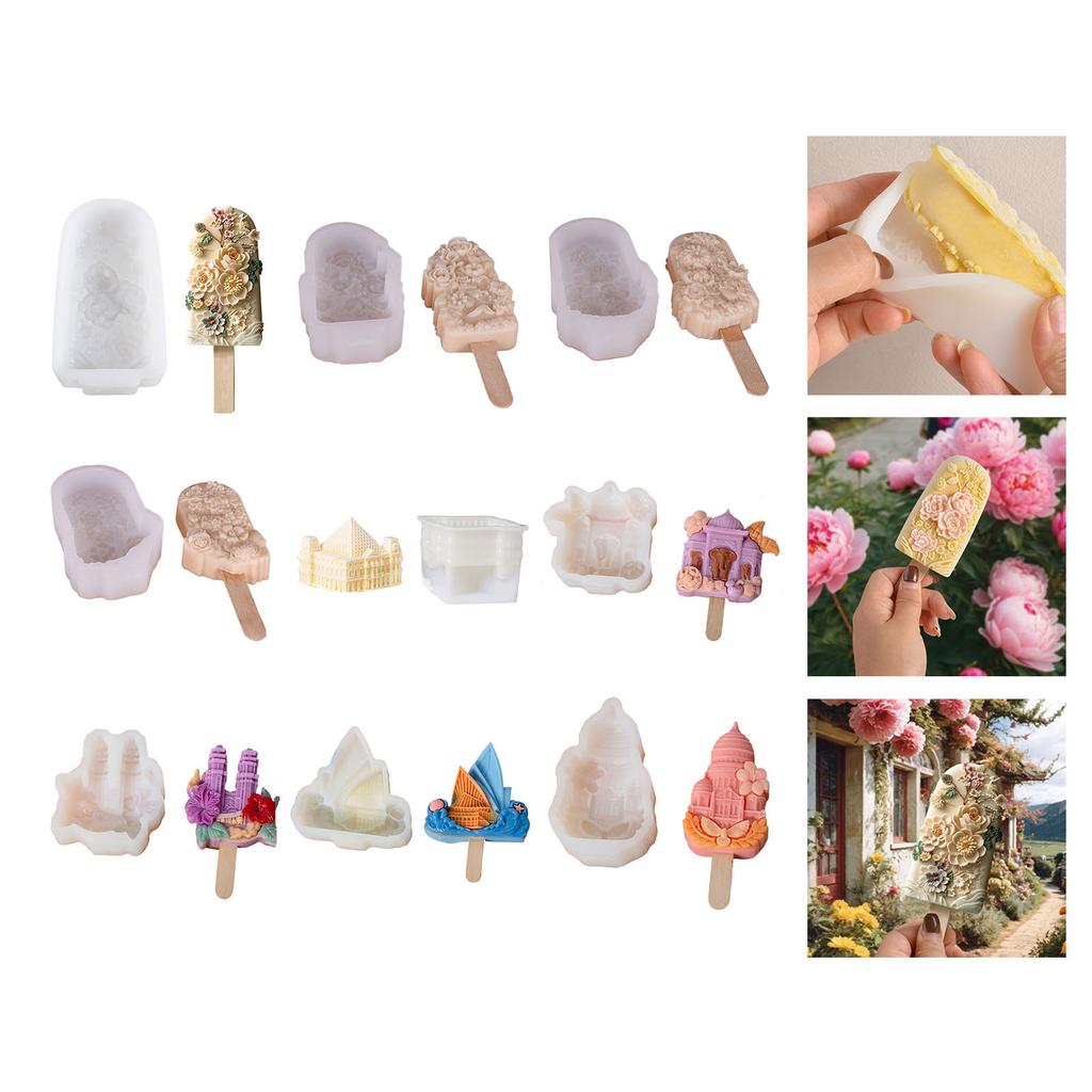 Silicone Popsicles Maker Flower Shape Popsicles Molds Ice Cream Molds Silicone Texture Dessert Supplies for Dessert
