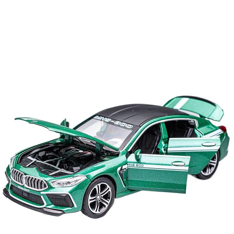 1/32 BMW MH8 800 Manhart Diecast Car Toy for Children Miniature Model Pull Back Sound & Light Collection Gift for Boys Kid Gift