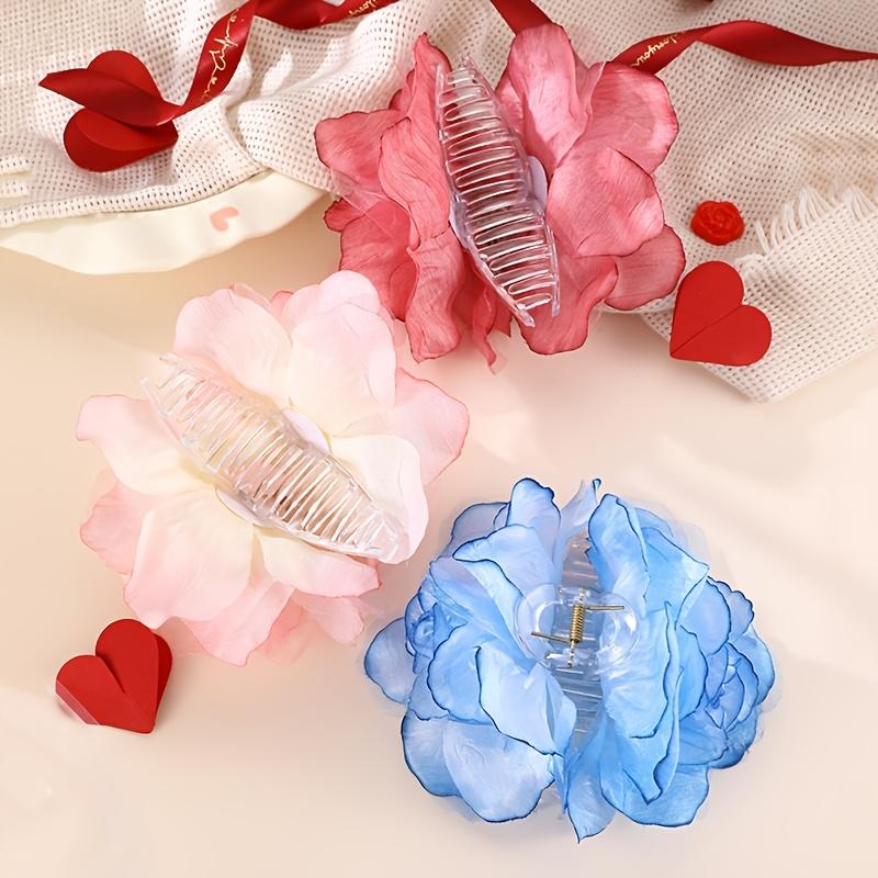 Elegant Vintage Floral Hair Claw Clip, Large Plastic Flower-Shaped Hair Accessory for Women, Fashionable Daily Wear and Party Headwear