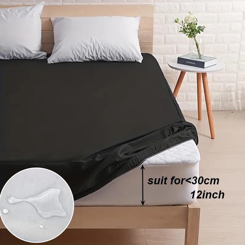 1pc Waterproof Fitted Sheet,Soft Polyester Bedding Mattress Cover with Deep Pocket,Solid Color Design for Bedroom,bed Sheet Only, Dormitory Bedding