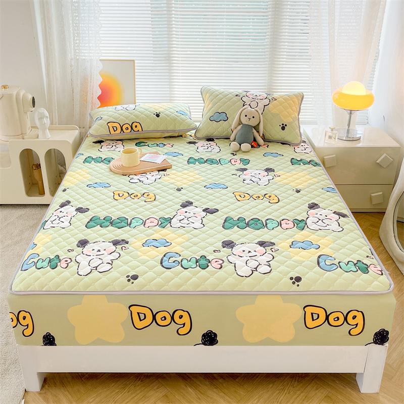 Floral Fitted Sheet Queen Size Bed Cover Thicken Bedsheet Quilted Mattress Protector Tampa De Colchão (Pillowcase Need Order)