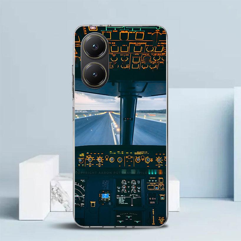 Aviation Aeroplane Pilot Cockpit Soft Cover for Xiaomi Poco F7 Ultra X7 X6 X5 Pro M7 Phone Case Redmi 15 15C 13 13C 12 12C 10 10