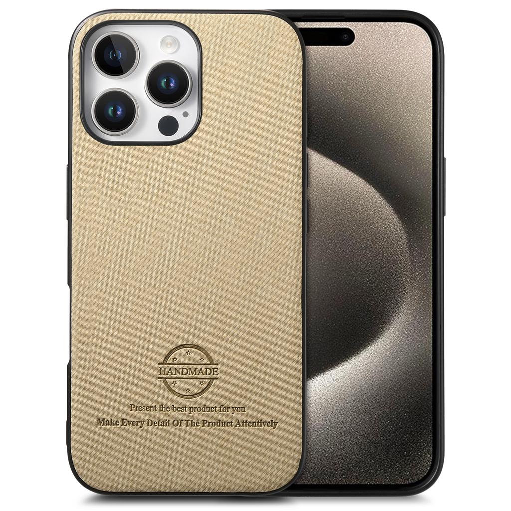 Für iPhone 15 Pro Hülle Stofftextur Leder+PC+TPU Anti-Sturz Handyhülle