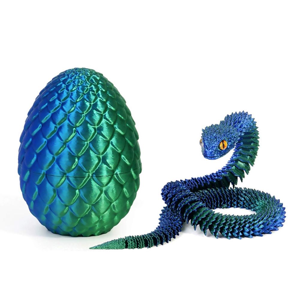 3D Printed Snake Egg Action Figure Toys Creative Stress Relief Rotatable Desktop Ornament Gift for Kids Adults
