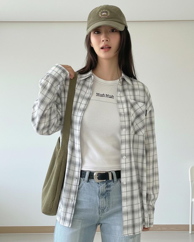 MUAHMUAH Loose Fit Check Long Sleeve Shirt [5 Colors]