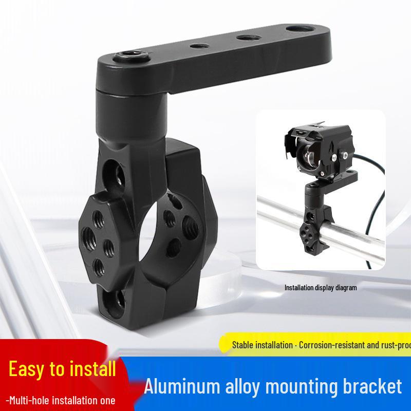 Universal Rotating Spotlight Mounting Bracket for Cars, Motorcycles, and Electric Vehicles with Shock Absorbing Tube Clamp.