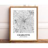 Eleville 8X10 Unframed Charlotte North Carolina City View Abstract Road Modern Map Art Print Poster Wall Office Home Decor Minimalist Line Art