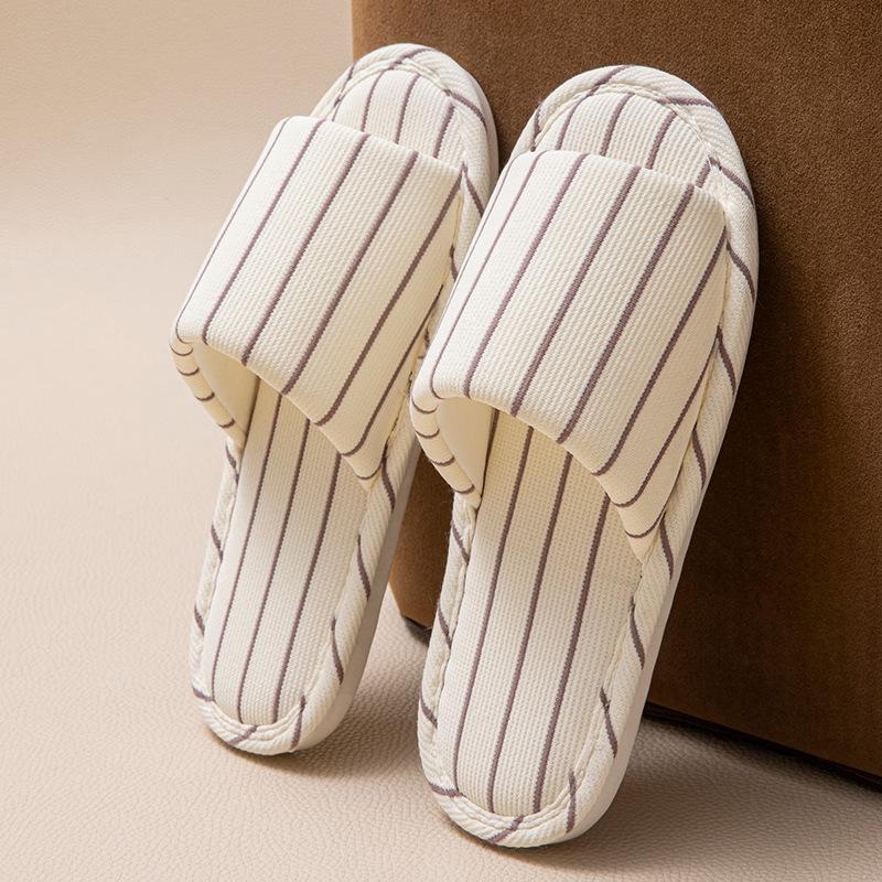 Linen breathable slippers women's four seasons indoor home non-slip deodorant silent soft bottom couple household floor mopping men