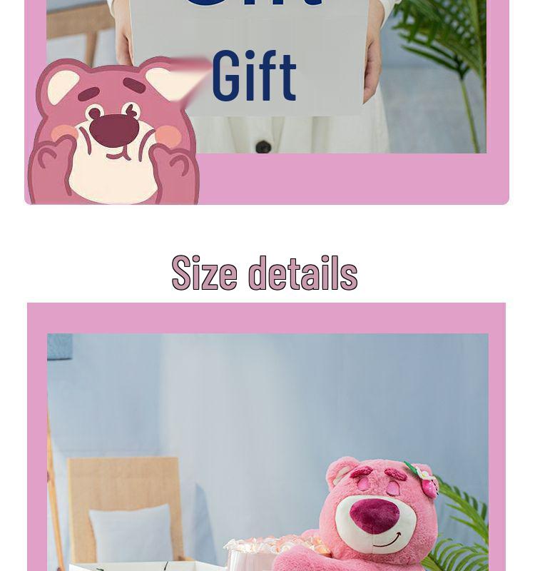 Strawberry Bear Doll & Preserved Rose Bouquet - Soap Flower Gift for Girlfriend