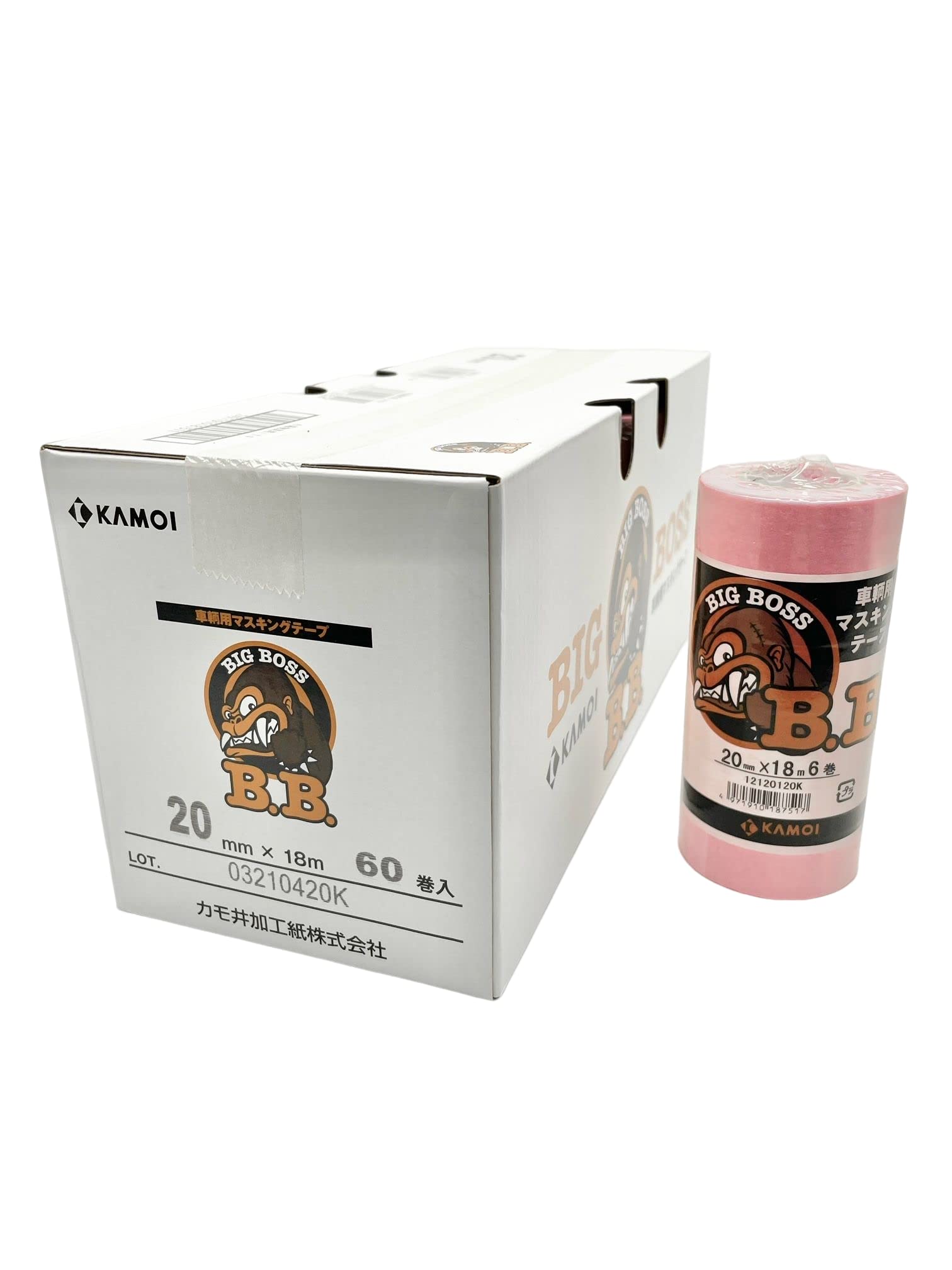

[В коробке] Малярный скотч Kamoi Kakoshi BIGBOSS для автомобилей, 20 мм x 18 м, 60 рулонов
