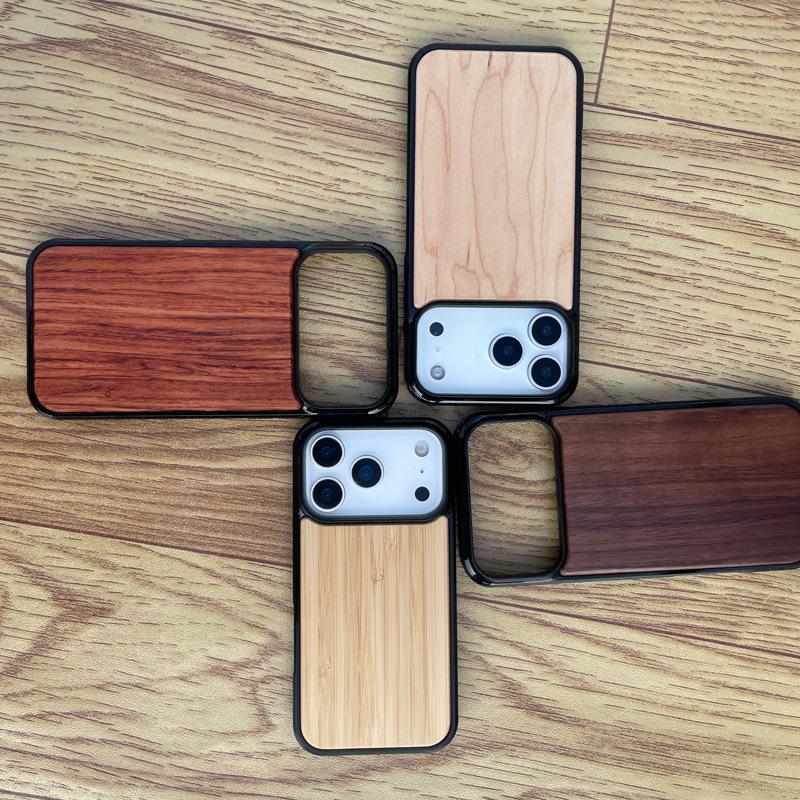 High-end Wooden Phone Case for IPhone 17 Pro Max 17 Air 16 Pro 15 14 13 12 11 Walnut Soft Edge All-inclusive Protective Cover