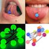 Set de 7 Piezas de Piercings de Lengua Luminosos de Acero Inoxidable Color Caramelo - Joyería para Piercing tipo Barra