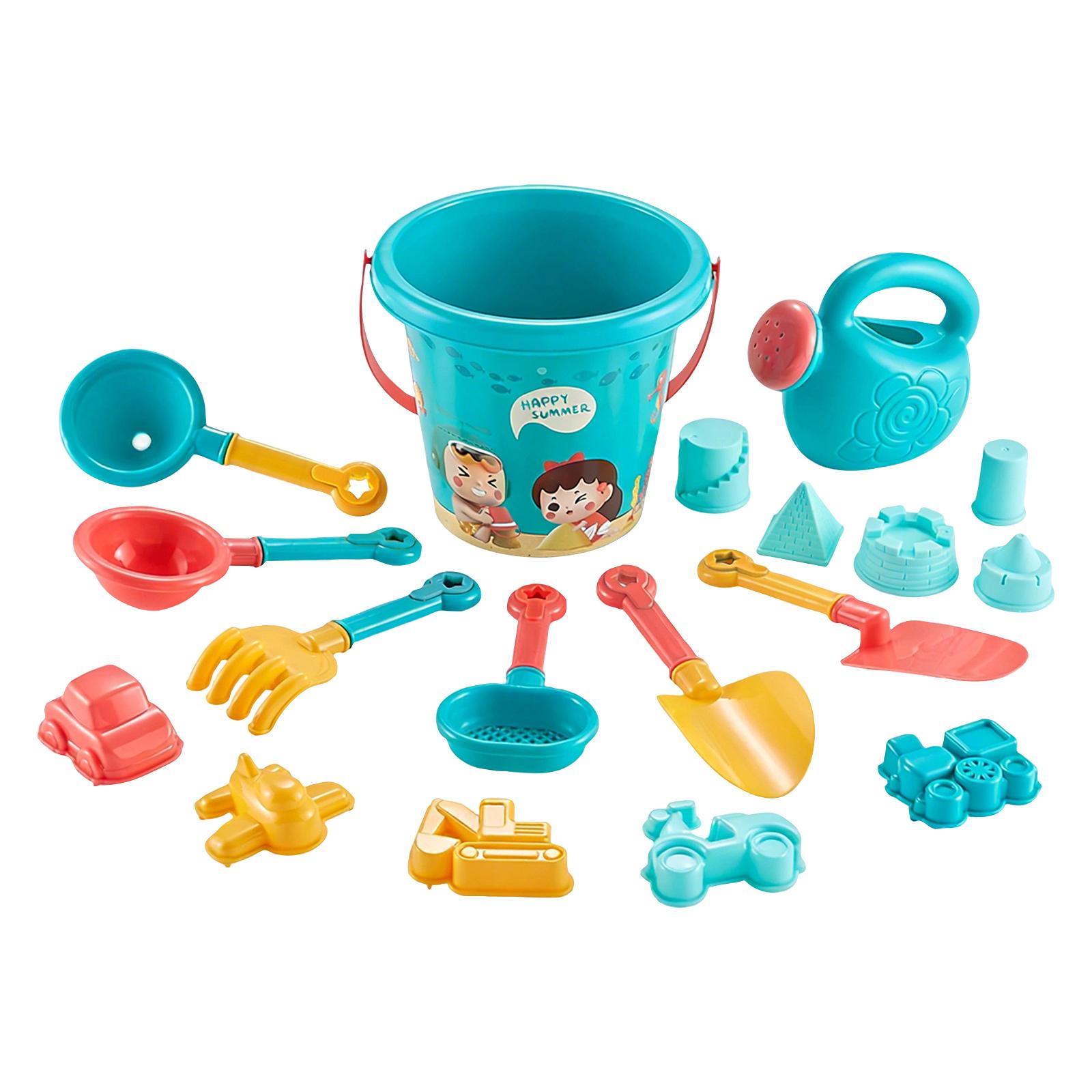 

18 Piece Sand Toy Set with Bucket Watering Can Shovel Rake Mold and Scoop for Outdoor Beach Play Activities Kids Toddlers One Size
