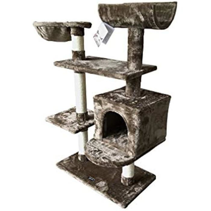 Scratcher/Centre de Jeu de Chat - GLORIA - Jarama - Peluche douce - Corde de sisal - Beige