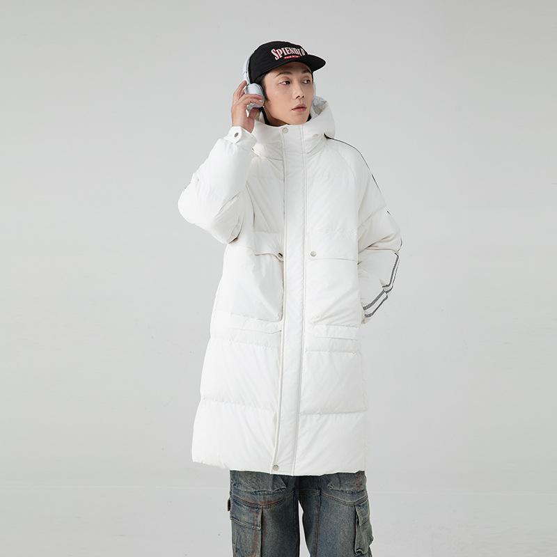 

Мужская пуховая куртка с капюшоном Зимняя Новая Пух белого гуся Парная одежда Повседневная Утепленная Миди длины Пуховик Мужская одежда 3XL