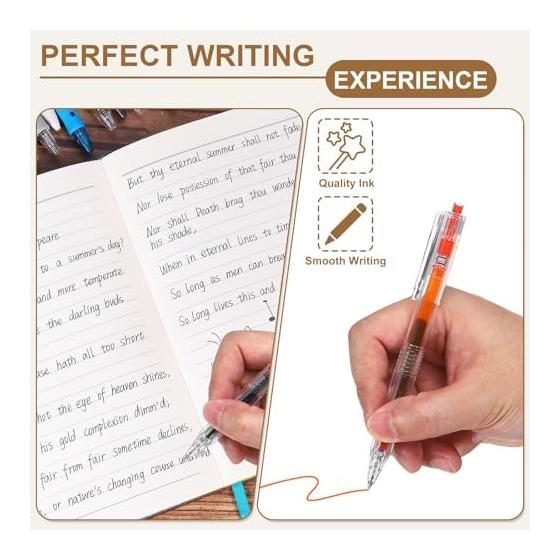 PATIKIL 0.5mm Gel Pens, 10 Pack, Knock Type, Orange Ink, Medium Point, Rollerball Pen, Smooth Writing, Quick Dry, for Notepads, Notebooks, Office