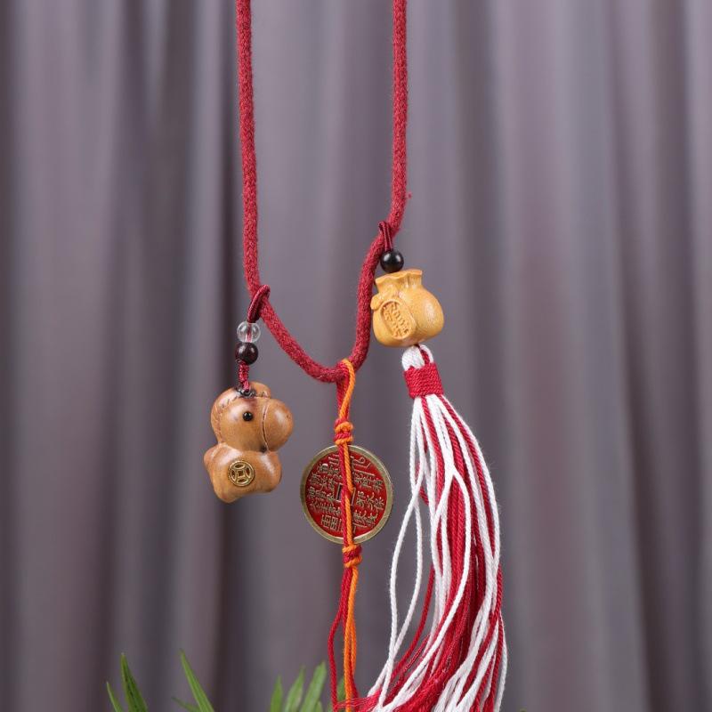Golden Sandalwood Cute Star Gourd Car Pendant for Peace