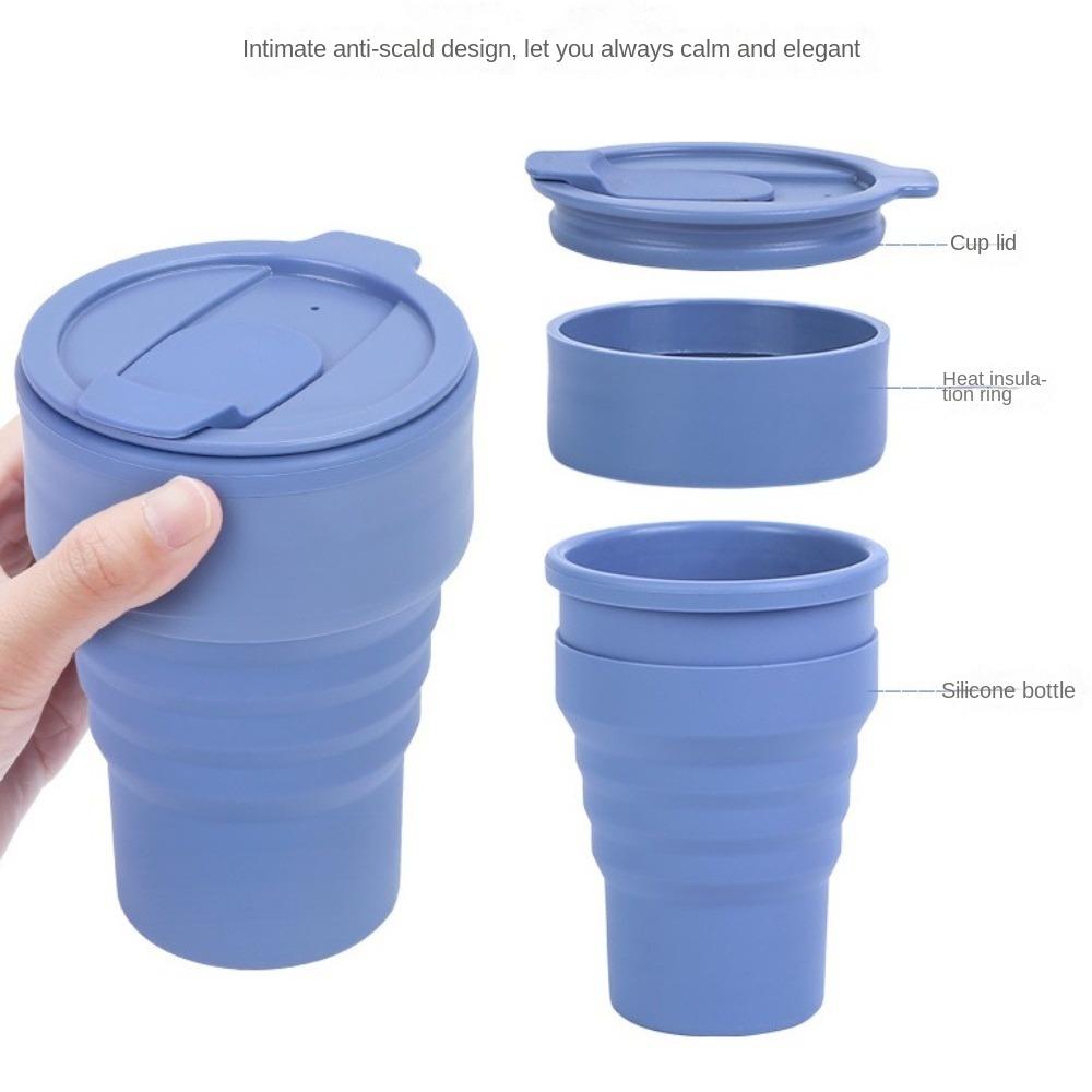Silicone Collapsible Cups with Lid with Lid Portable Travel Tumbler Folding Coffee Cup Kitchen