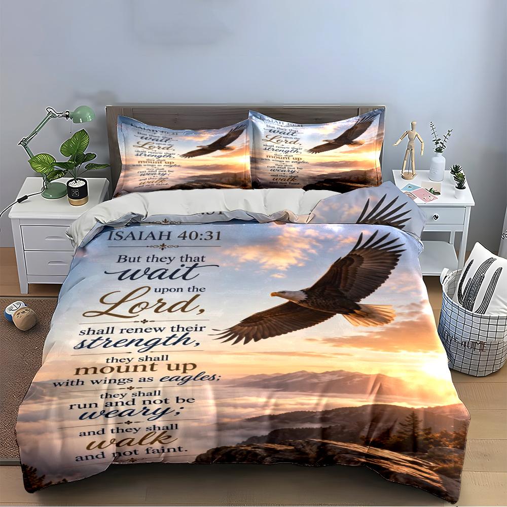 Christian Bedding Set with Eagle Design Bedding Set (1 Duvet Cover, 2 Pillowcases, Duvet Not Included)