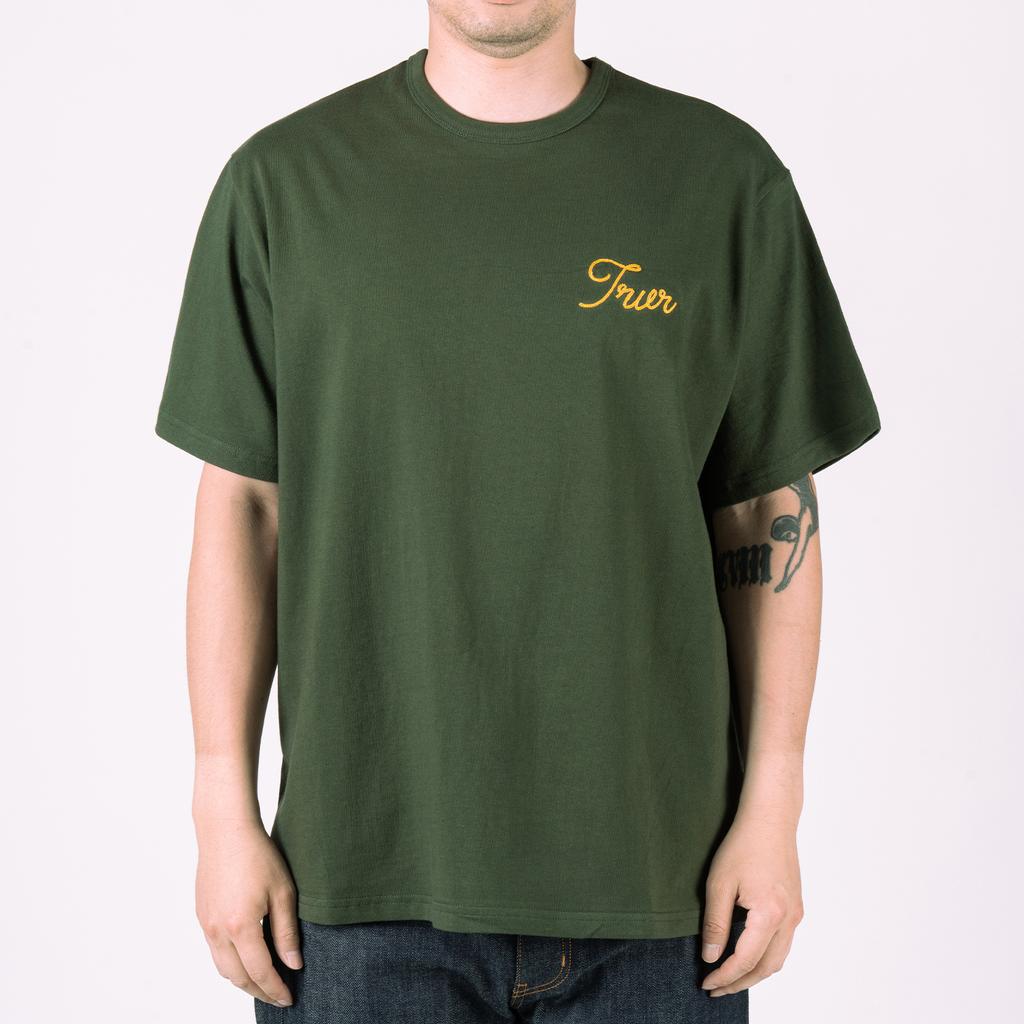 TRVR Short Sleeve Chain Stitch Deep Green