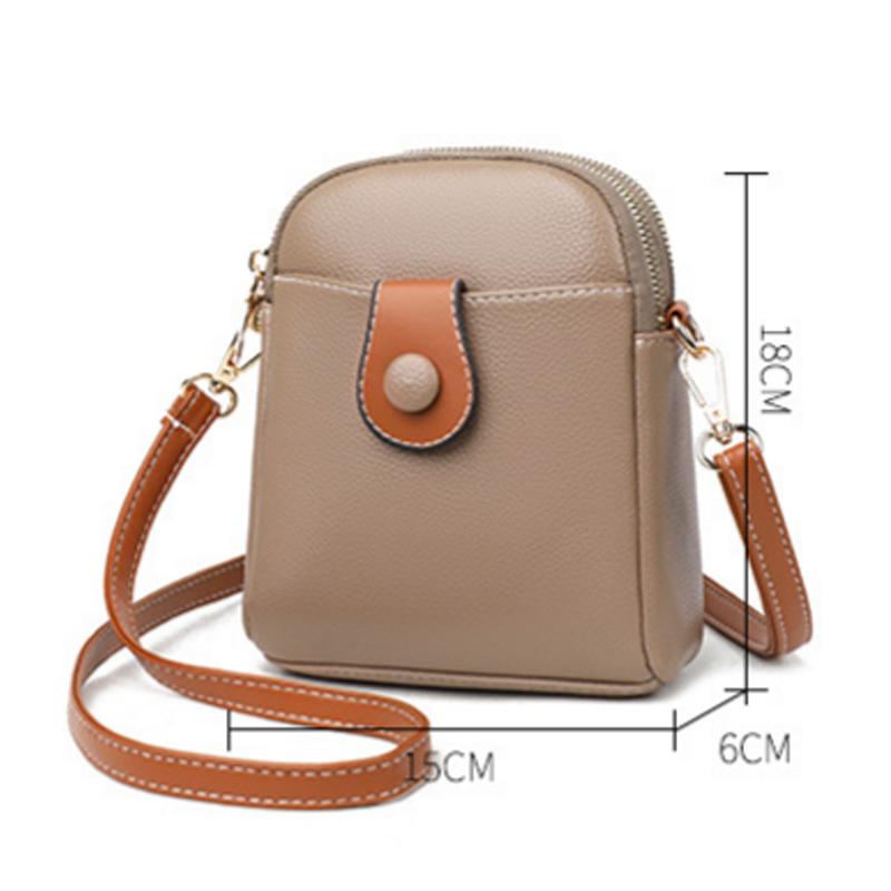 Handytasche für Damen, Umhängetasche aus PU-Leder, einfache mehrschichtige Messenger-Handtasche und Geldbörse, Einkaufstasche