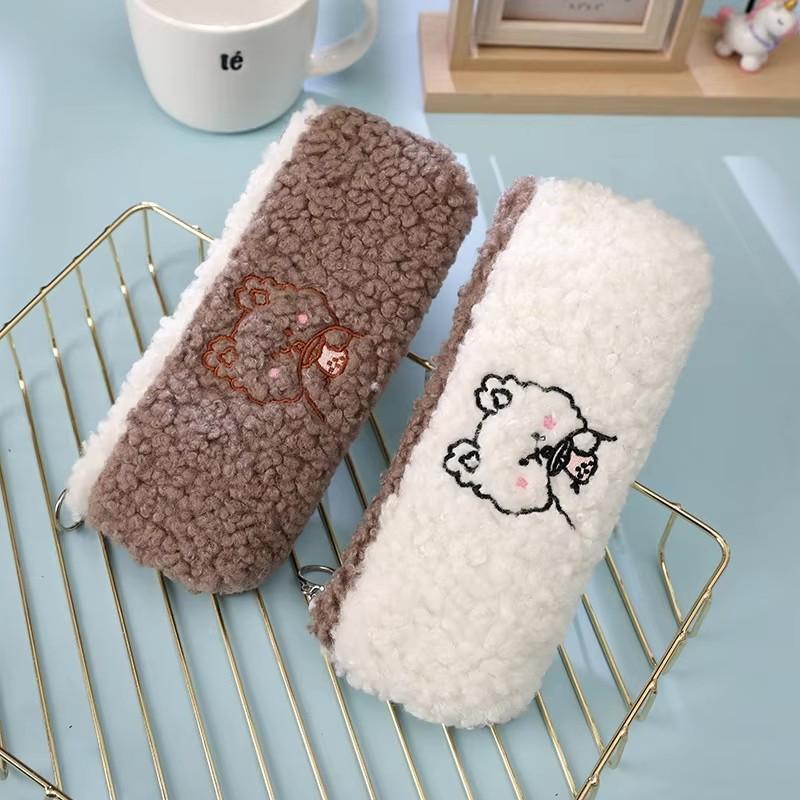 1 Pcs Korea Stationery Kawaii Plush Pencil Case Quality School Supplies School Pencilcases Cute Pencil Box Pencilcase Pencil Bag