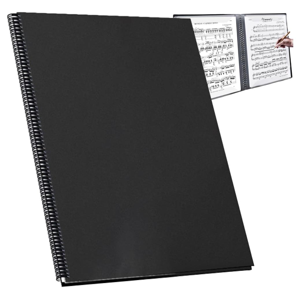 nijimomo Sheet Music File, A3 size, 15 pockets, writable, black PP material, for performance, wind ensemble, piano (A3)