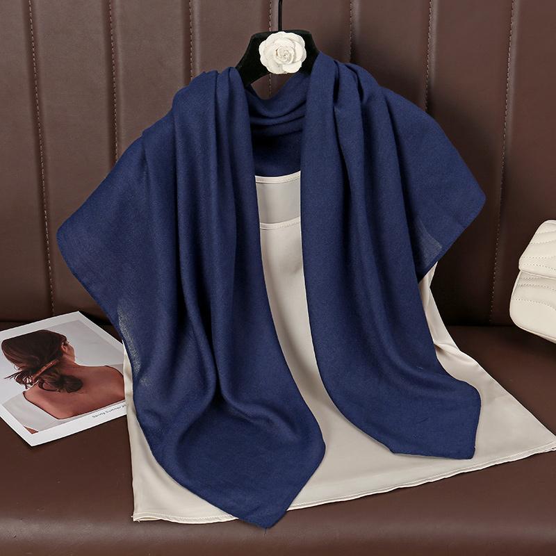 90*90Cm Thin Soft Square Scarves For Women Simplicity Solid Color Cotton Linen Headscarf Muslim Female'S Hijabs Bag Accessories