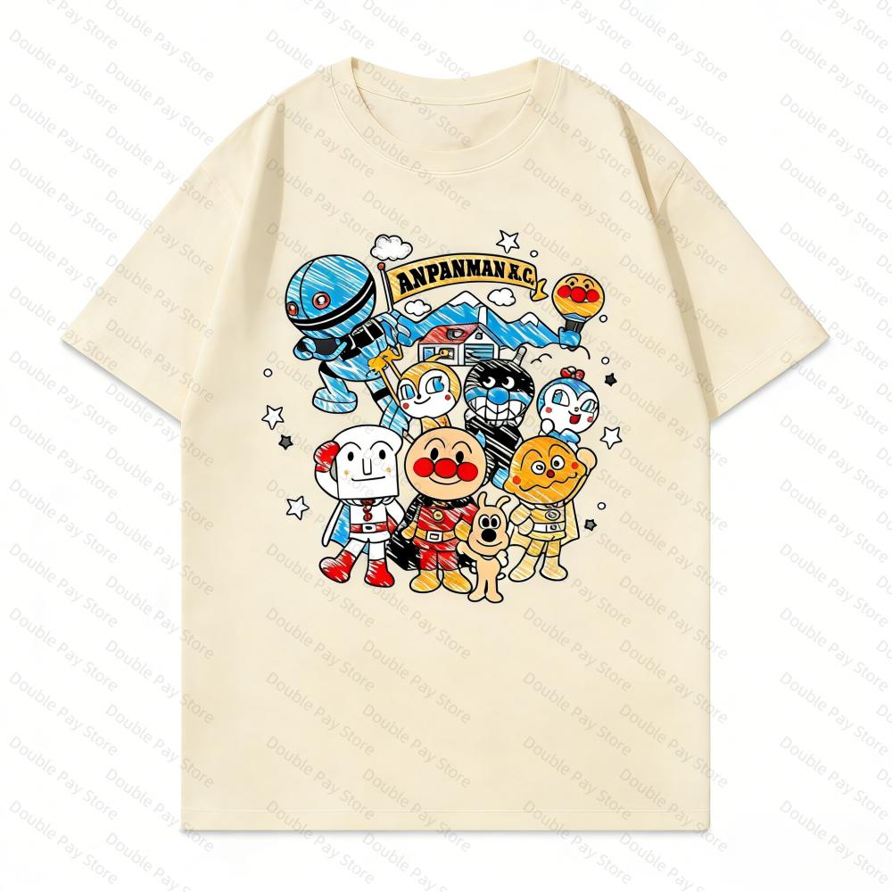 Vintage AAnpanman Friends Print T Shirt Harajuku Streetwear Funny Cartoon Crewneck Tops for Mens YK2 Shirts Woman tshirts