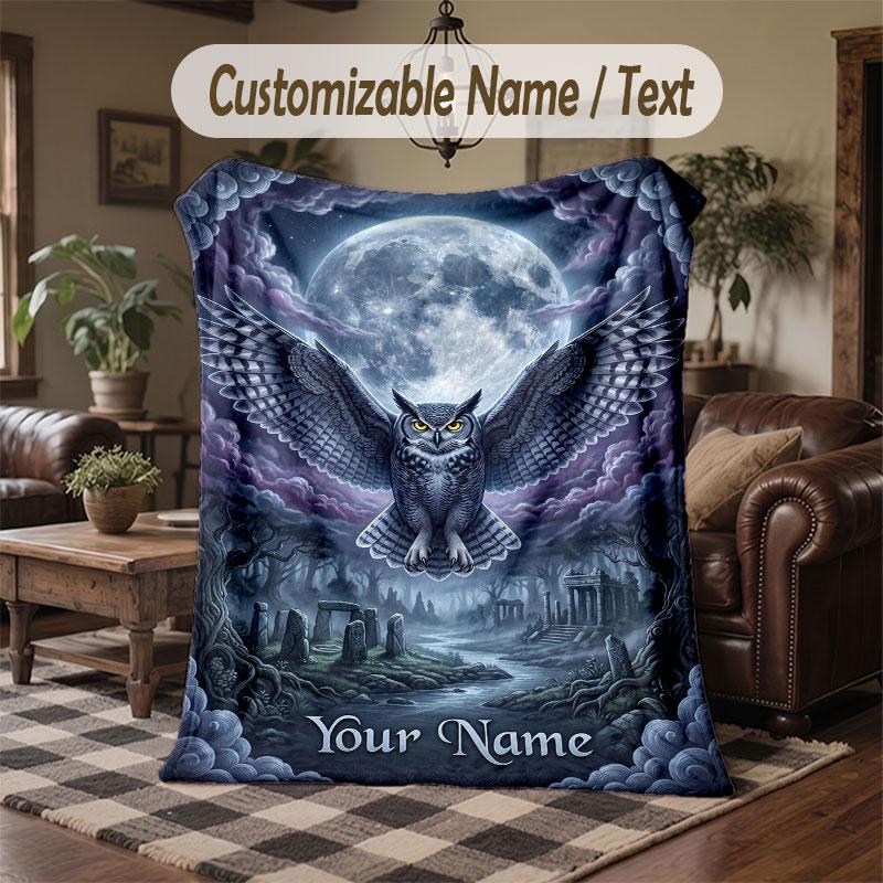 Birds Theme Throw Blanket Custom Name Text Personalized Blanket Soft Cozy Blanket for Home Sofa Bed