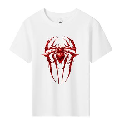 Funny Cartoon Spider Print Summer Cotton Kids Sports Short Sleeve Kids Girls T-Shirt Boy Fashion Short Sleeve Children's Tops