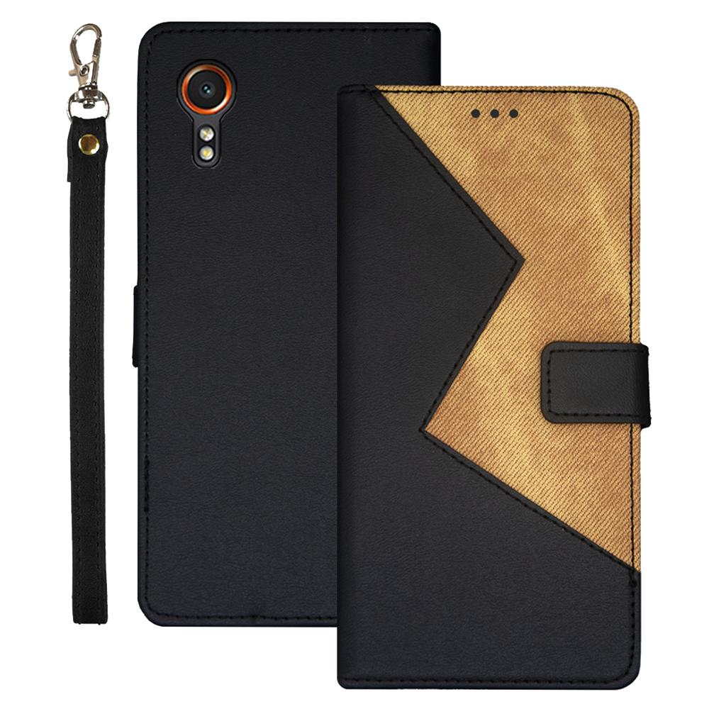 

IDEWEI For Samsung Galaxy Xcover7 Cover Card Holder Shockproof PU Leather Phone Stand Case Black