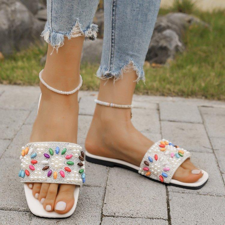 Large size slippers women's summer new one-character comfortable soft-bottomed flat-bottomed slippers