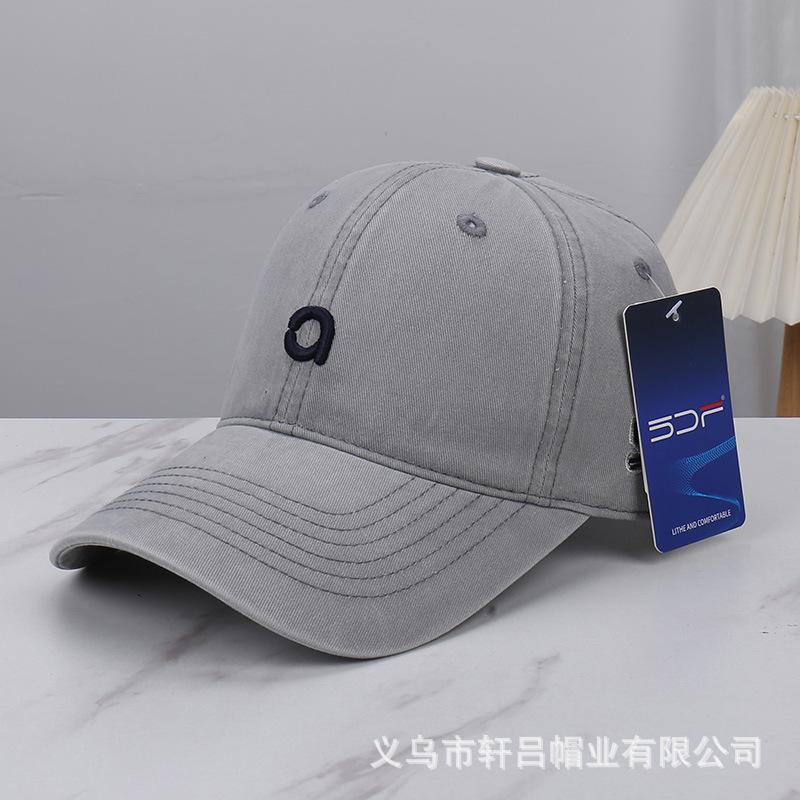 Solid color simple letter embroidery big head circumference baseball cap spring and summer new versatile face small sunshade cap